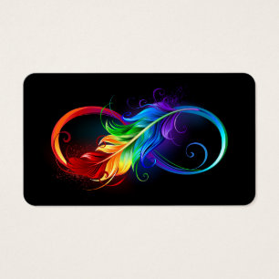 Unendliches Symbol mit Regenbogenfederhalter