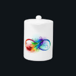 Unendliches Symbol mit Regenbogenfederhalter<br><div class="desc">Künstlich gezeichnet Unendlichkeitssymbol mit schöner Regenbogenfeder auf weißem Hintergrund. Tattoo-Stil.</div>