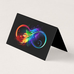 Unendliches Symbol mit Regenbogenfederhalter