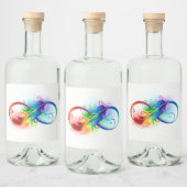 Unendliches Symbol mit Regenbogenfederhalter Alkoholflaschenetikett (Flaschen)