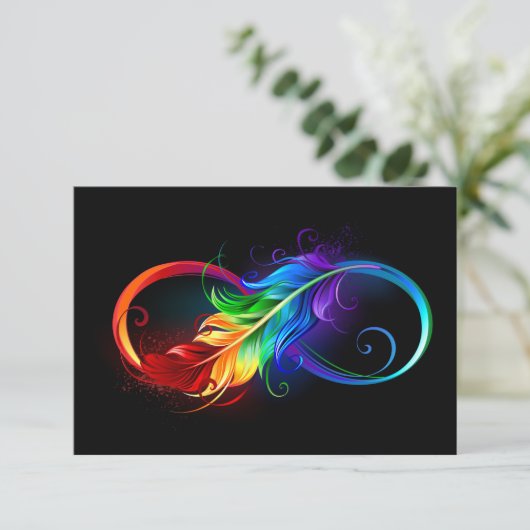 Unendliches Symbol mit Regenbogenfederhalter Ankündigung (Stehend Vorderseite)