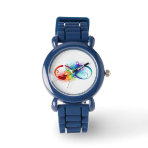 Unendliches Symbol mit Regenbogenfederhalter Armbanduhr
