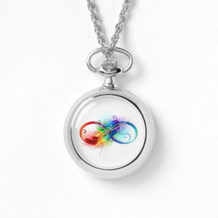 Unendliches Symbol mit Regenbogenfederhalter Armbanduhr