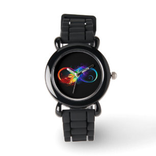 Unendliches Symbol mit Regenbogenfederhalter Armbanduhr
