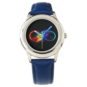 Unendliches Symbol mit Regenbogenfederhalter Armbanduhr