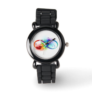 Unendliches Symbol mit Regenbogenfederhalter Armbanduhr
