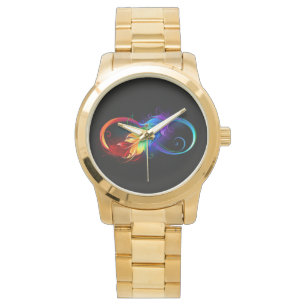 Unendliches Symbol mit Regenbogenfederhalter Armbanduhr