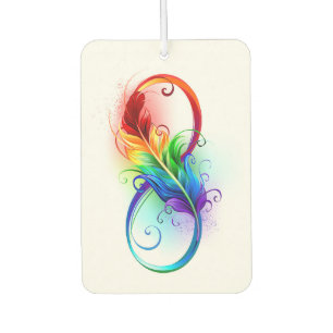 Unendliches Symbol mit Regenbogenfederhalter Autolufterfrischer