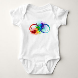 Unendliches Symbol mit Regenbogenfederhalter Baby Strampler