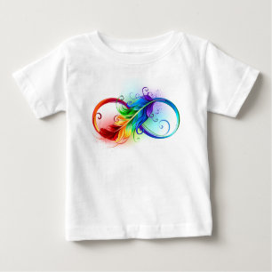 Unendliches Symbol mit Regenbogenfederhalter Baby T-shirt