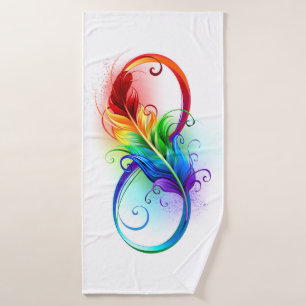 Unendliches Symbol mit Regenbogenfederhalter Badehandtuch