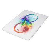 Unendliches Symbol mit Regenbogenfederhalter Badematte (Schrägansicht)