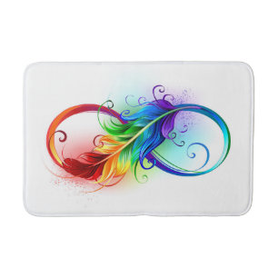 Unendliches Symbol mit Regenbogenfederhalter Badematte
