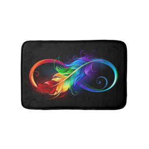 Unendliches Symbol mit Regenbogenfederhalter Badematte