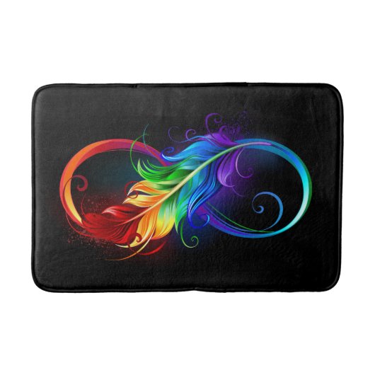 Unendliches Symbol mit Regenbogenfederhalter Badematte (Vorderseite)