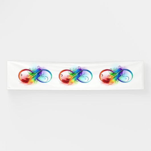Unendliches Symbol mit Regenbogenfederhalter Banner (Horizontal)