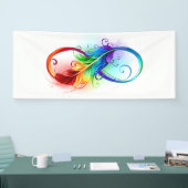 Unendliches Symbol mit Regenbogenfederhalter Banner (Messe)