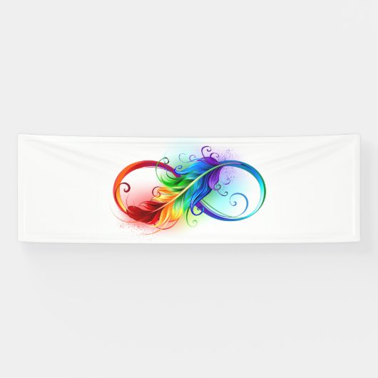 Unendliches Symbol mit Regenbogenfederhalter Banner (Horizontal)