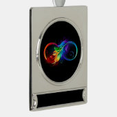 Unendliches Symbol mit Regenbogenfederhalter Banner-Ornament Silber (Rechts)