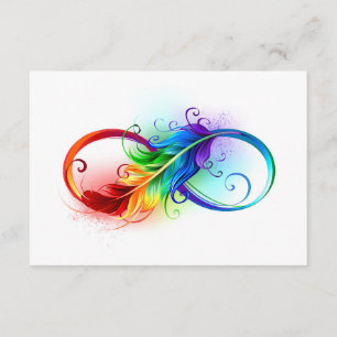 Unendliches Symbol mit Regenbogenfederhalter Begleitkarte