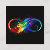 Unendliches Symbol mit Regenbogenfederhalter