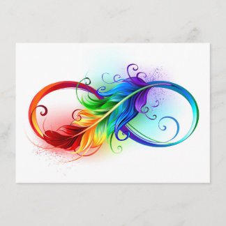 Unendliches Symbol mit Regenbogenfederhalter Begleitkarte