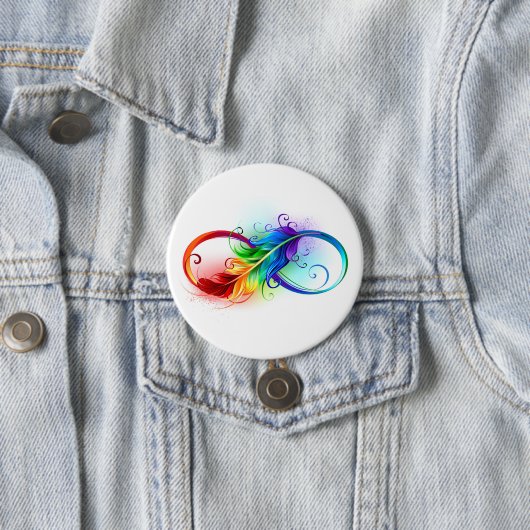 Unendliches Symbol mit Regenbogenfederhalter Button (Beispiel)