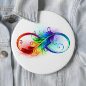 Unendliches Symbol mit Regenbogenfederhalter Button (Beispiel)