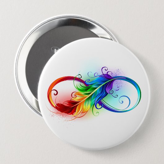 Unendliches Symbol mit Regenbogenfederhalter Button (Vorne & Hinten)