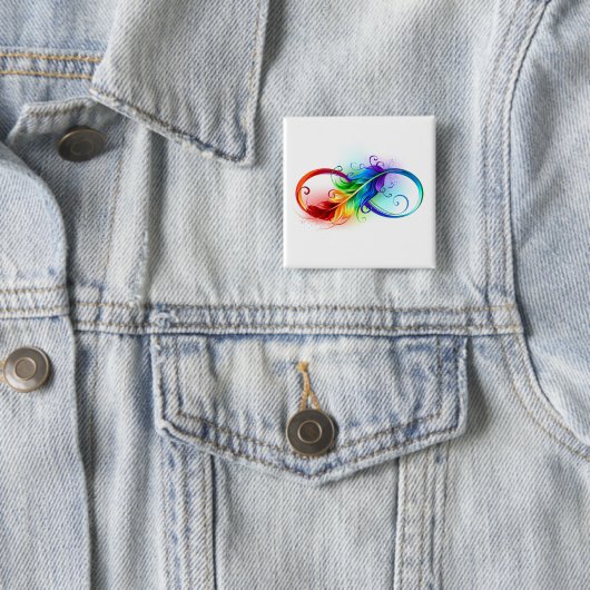 Unendliches Symbol mit Regenbogenfederhalter Button (Beispiel)