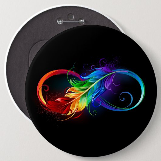 Unendliches Symbol mit Regenbogenfederhalter Button (Vorne & Hinten)