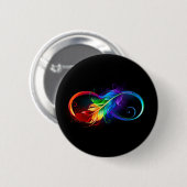 Unendliches Symbol mit Regenbogenfederhalter Button (Vorne & Hinten)