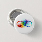 Unendliches Symbol mit Regenbogenfederhalter Button (Vorne & Hinten)