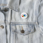 Unendliches Symbol mit Regenbogenfederhalter Button (Beispiel)