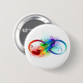 Unendliches Symbol mit Regenbogenfederhalter Button (Vorne & Hinten)