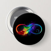 Unendliches Symbol mit Regenbogenfederhalter Button (Vorne & Hinten)