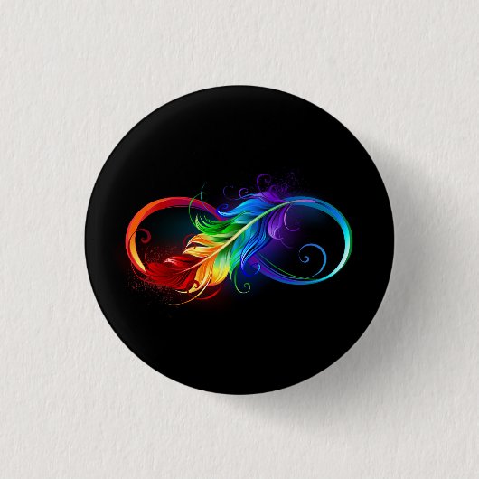 Unendliches Symbol mit Regenbogenfederhalter Button (Vorderseite)