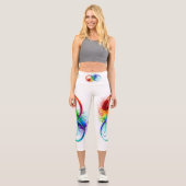 Unendliches Symbol mit Regenbogenfederhalter Capri Leggings (Vorderseite)