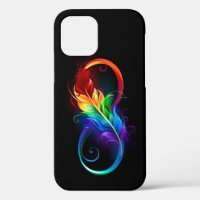 Unendliches Symbol mit Regenbogenfederhalter