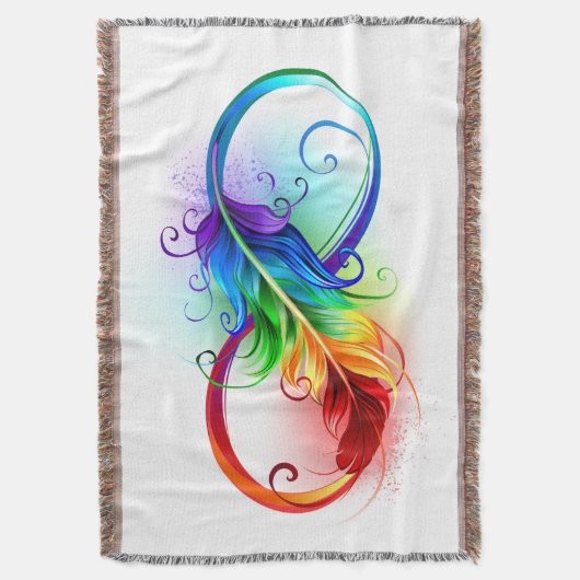 Unendliches Symbol mit Regenbogenfederhalter Decke (Vorderseite Vertikal)