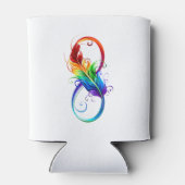 Unendliches Symbol mit Regenbogenfederhalter Dosenkühler (Rückseite)