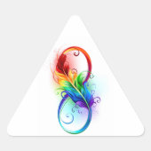 Unendliches Symbol mit Regenbogenfederhalter Dreieckiger Aufkleber (Vorderseite)