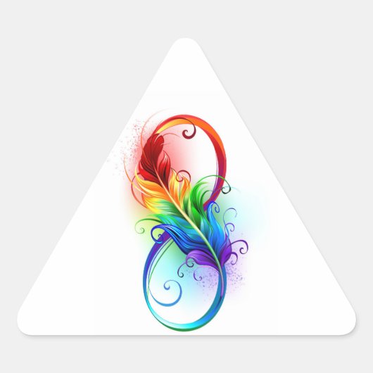Unendliches Symbol mit Regenbogenfederhalter Dreieckiger Aufkleber (Vorderseite)