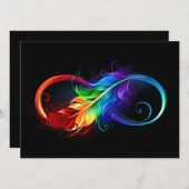 Unendliches Symbol mit Regenbogenfederhalter Einladung (Vorne/Hinten)