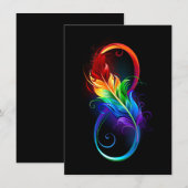 Unendliches Symbol mit Regenbogenfederhalter Einladung (Vorne/Hinten)
