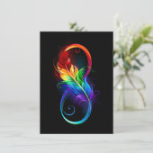 Unendliches Symbol mit Regenbogenfederhalter Einladung (Stehend Vorderseite)