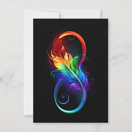 Unendliches Symbol mit Regenbogenfederhalter Einladung (Vorderseite)