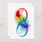 Unendliches Symbol mit Regenbogenfederhalter Einladung (Vorne/Hinten)
