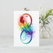 Unendliches Symbol mit Regenbogenfederhalter Einladung (Stehend Vorderseite)