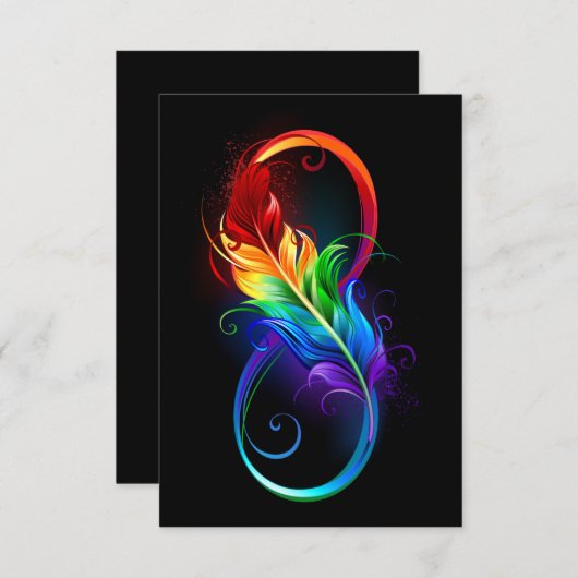Unendliches Symbol mit Regenbogenfederhalter Einladung (Vorne/Hinten)